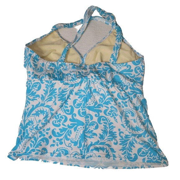 Lands End Swim Top Womens Sz 16 D Blue Modest Tank Neck Pool Strap Plus Size - Picture 2 of 12